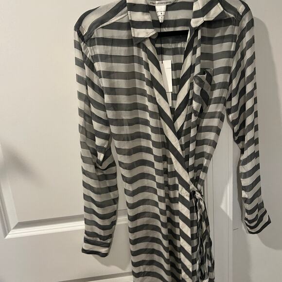 NWT $314 Diane von Furstenberg 2 DVF Silk Striped Classic Wrap Dress - Picture 4 of 7